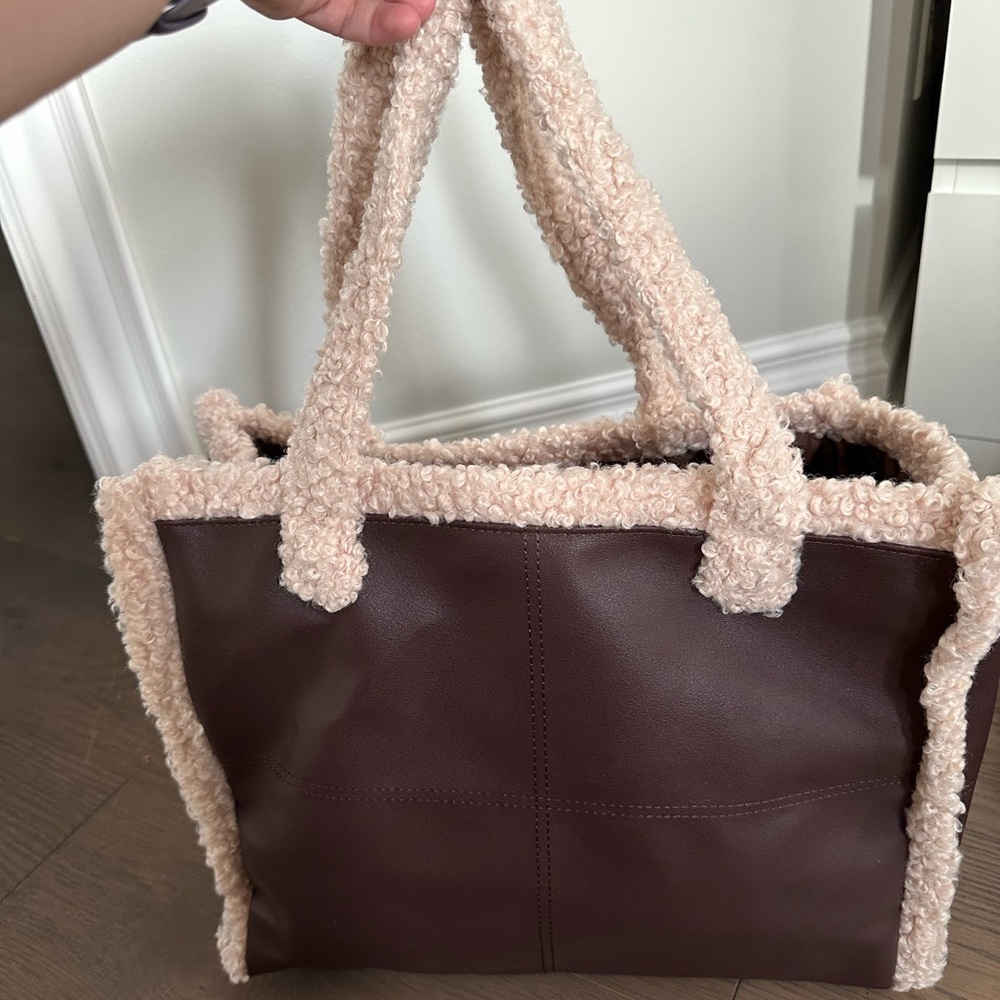 Brown and Cream Women's Bag